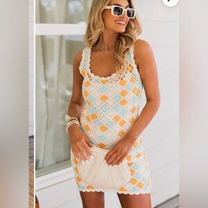 zara Colorful Crochet Sleeveless Dress medium